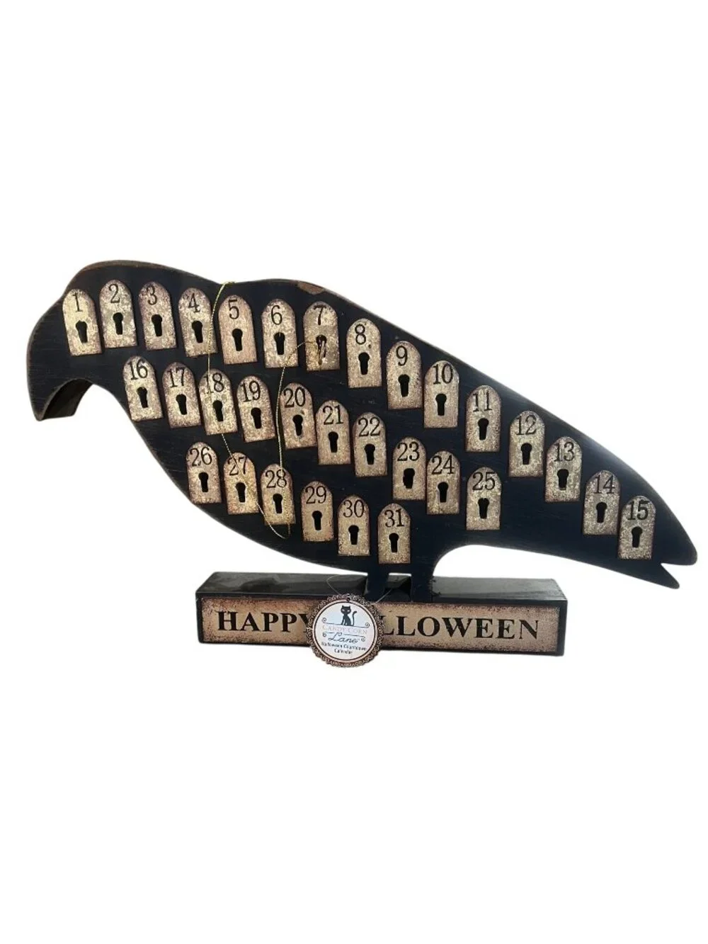 Halloween Raven Countdown Calendar Key 31 Days Of Spooky Fun Wooden Display